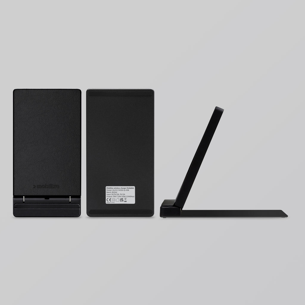 Mobilize Wireless Fast Charger Foldable 5W/7.5W/10W/15W Pu Leather Black