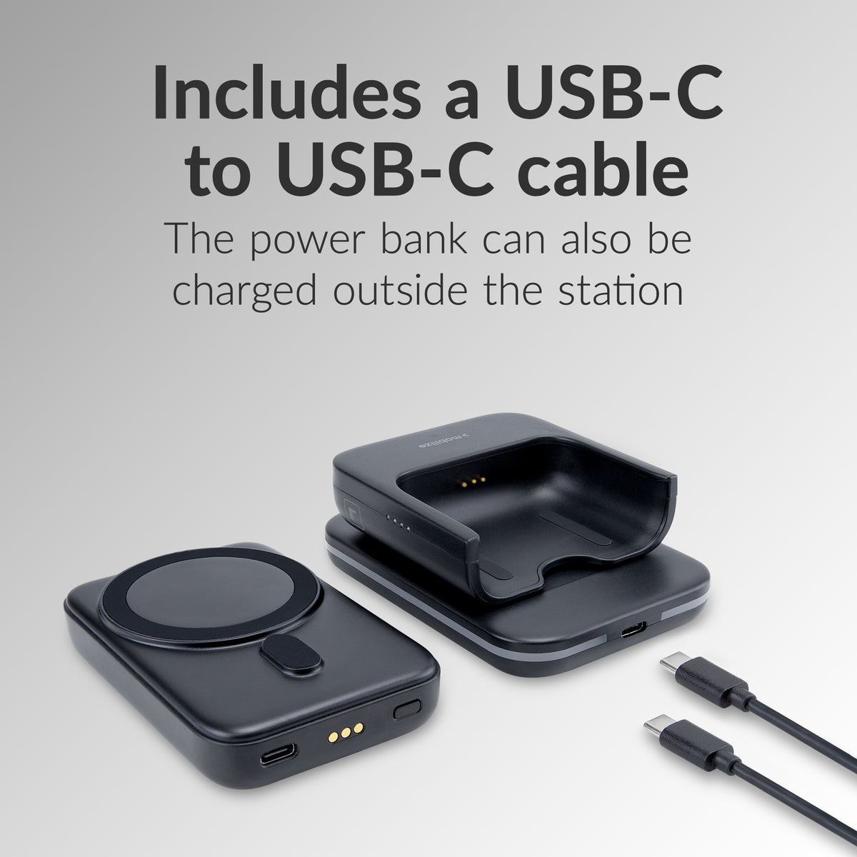 Mobilize 4In1 Wireless Charger Station With Detachable Power Bank 5000Mah Black