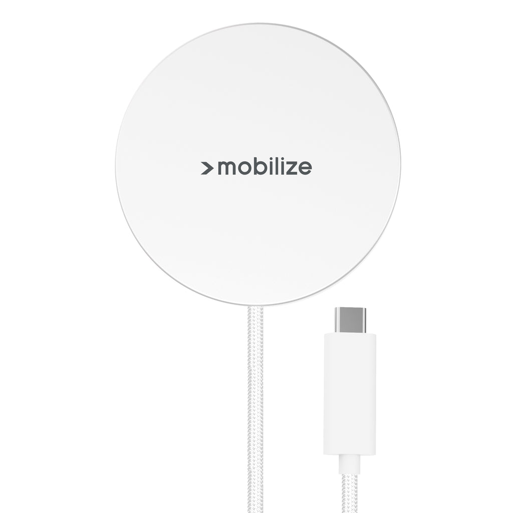 Mobilize Magnetic Wireless Charger Magsafe Compatible 25W Qi2.2 White Aluminium