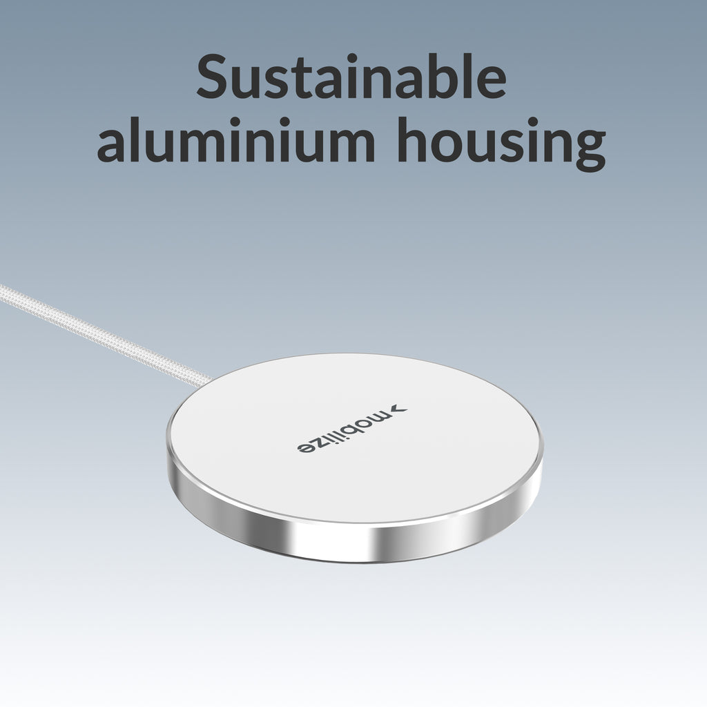 Mobilize Magnetic Wireless Charger Magsafe Compatible 25W Qi2.2 White Aluminium
