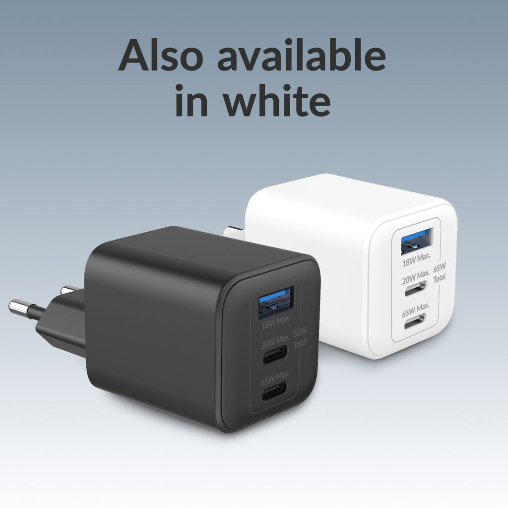 Mobilize Wall Charger 2X Usb-C + 1X Usb Gan 65W With Pd/Pps Black