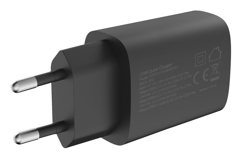 Mobilize Bulk Mobilize Wall Charger Usb-C + Usb 25W With Pd/Pps Black (Bulk)